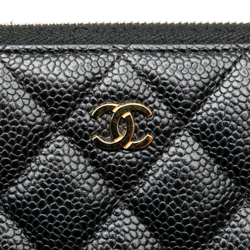 CHANEL Authentic Black Caviar Leather Logo Wallet - Picture 9 of 14